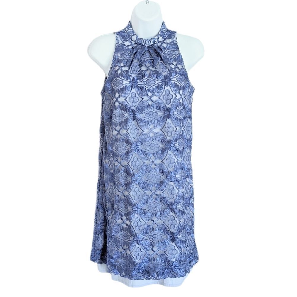 ERIN Erin Fetherston blue lace prom halter dress Size 2 L1